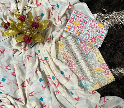 EJS Pure Cotton Floral Print Salwar Suit Material