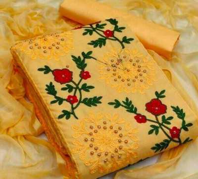 REET MAHAL Cotton Blend Embroidered Salwar Suit Material