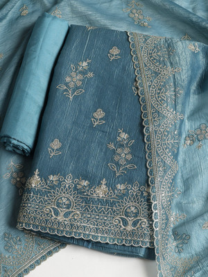 Meena Bazaar Art Silk Embroidered Salwar Suit Material