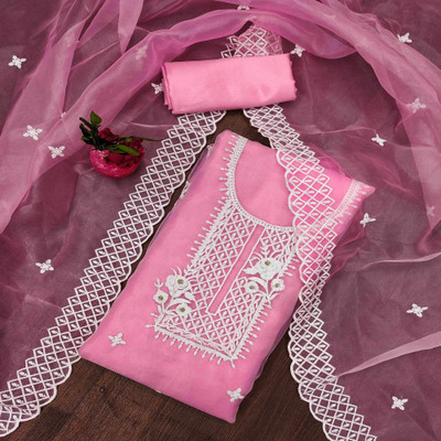 Peachmode Organza Embroidered Salwar Suit Material