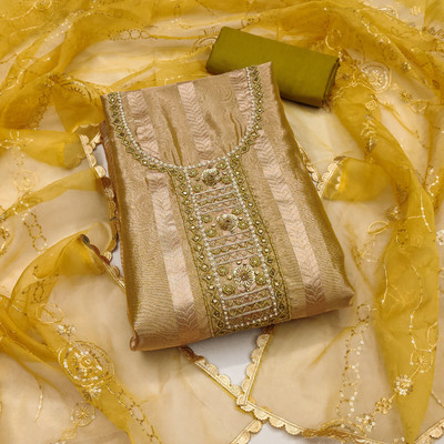 HERE&NOW Viscose Rayon Embellished Salwar Suit Material