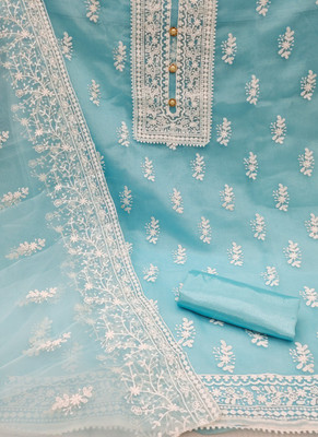 HMP Fashion Organza Embroidered Salwar Suit Material