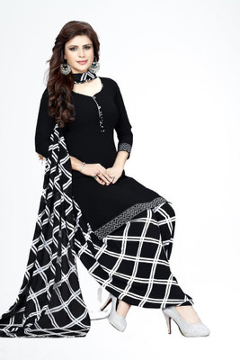 SatSpirited Crepe Printed Salwar Suit Material