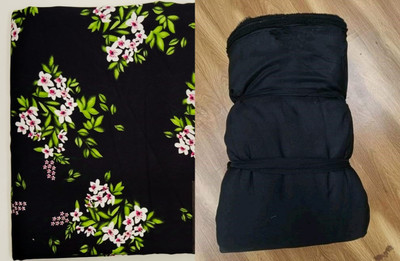 JUGNOO Crepe Floral Print Kurta & Patiyala Material