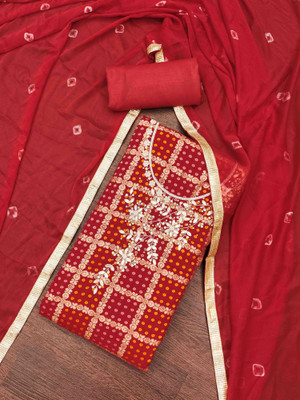 Tasrika Cotton Blend Embellished Salwar Suit Material