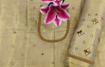 Khusi Fashion Silk Blend Embellished Blouse Material