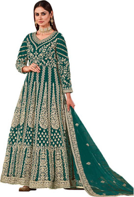KAPANKU Net/Lace Embroidered Gown/Anarkali Kurta & Bottom Material