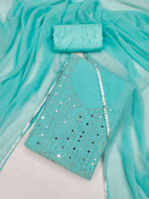 SWARNGANGA TEX Georgette Embroidered Salwar Suit Material