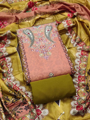 RUDRAA FAB Crepe Printed Salwar Suit Material