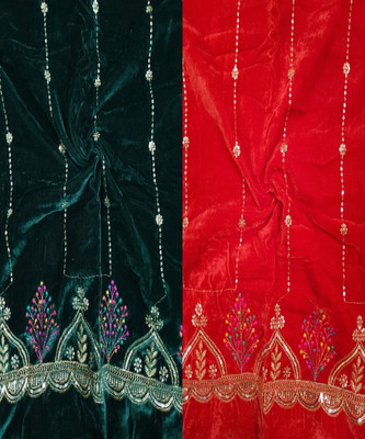 Durga Velvet Embroidered Blouse Material
