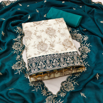 ShopGlobal Silk Blend Embroidered Salwar Suit Material