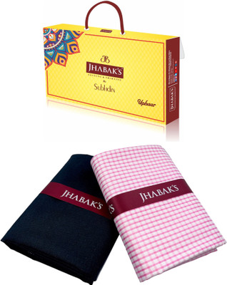 JHABAK'S Polyester Solid, Checkered Shirt & Trouser Fabric