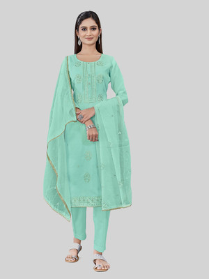 Tavas Chanderi Embroidered Salwar Suit Material