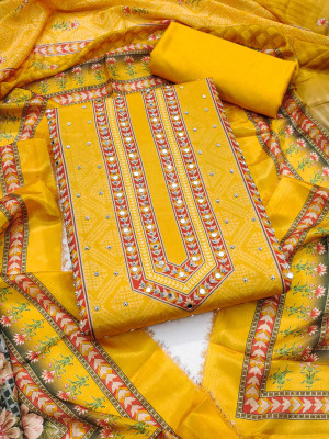 AALSHOP Pure Cotton Embroidered Salwar Suit Material