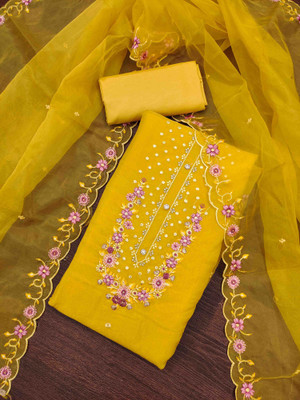 Blissta Viscose Rayon Embroidered Salwar Suit Material