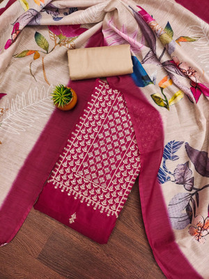 Jaipur Kurti Cotton Blend Embroidered Salwar Suit Material