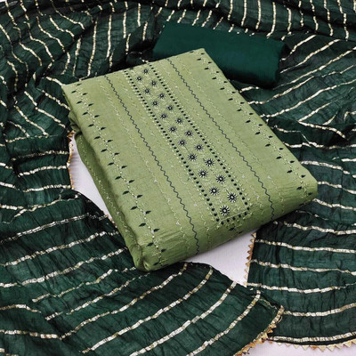 RUDRAA FAB Cotton Blend Embroidered Salwar Suit Material
