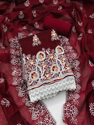 Peachmode Chanderi Embroidered Salwar Suit Material