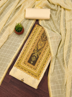 PANZORA Cotton Blend Embroidered Salwar Suit Material