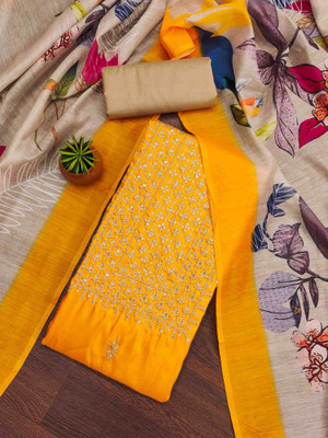 Blissta Cotton Blend Embroidered Salwar Suit Material