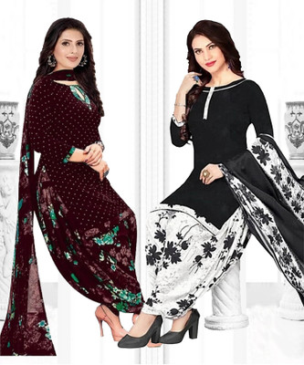 THIRA Crepe Solid, Printed Salwar Suit Material