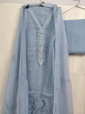 Rijak Creations Organza Embellished Salwar Suit Material