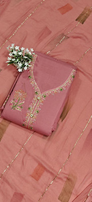 Rudra Cotton Blend Embroidered, Floral Print Salwar Suit Material