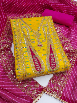 Nayanthara Trends Chanderi Embroidered Salwar Suit Material