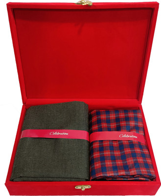 Arvind Cotton Blend Checkered, Self Design Shirt & Trouser Fabric