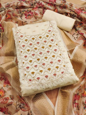 PANZORA Chanderi Embroidered Salwar Suit Material