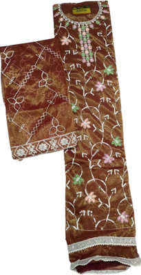N S Collection Art Silk Embroidered Salwar Suit Material