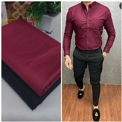 didhiti Cotton Blend Solid Shirt & Trouser Fabric