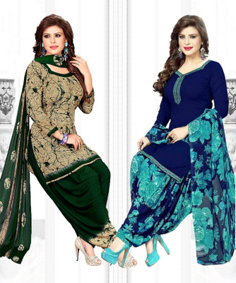 THIRA Crepe Solid, Printed Salwar Suit Material