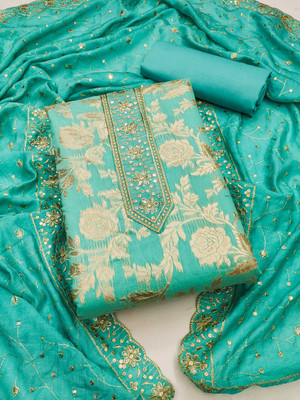 PANZORA Silk Blend Embroidered Salwar Suit Material