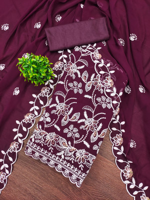 ShopGlobal Georgette Embroidered Salwar Suit Material