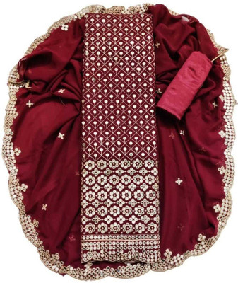 ETHNICBRITY Georgette Embroidered Salwar Suit Material