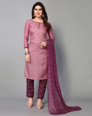 SIRIL Cotton Blend Polka Print, Printed, Geometric Print Salwar Suit Material