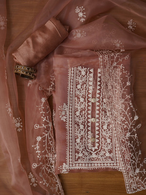 Jaipur Kurti Organza Embroidered Salwar Suit Material