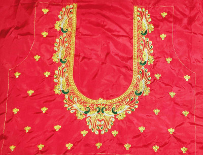 aai k Silk Blend Embroidered Blouse Material