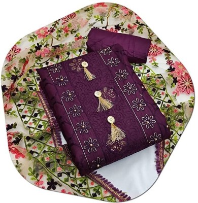 Krishani Creation Cotton Blend Embroidered Kurta & Churidar Material