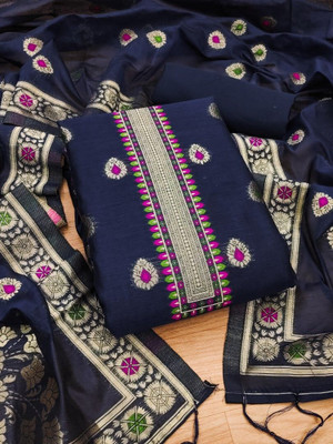 MAPRI Chanderi Embroidered Salwar Suit Material