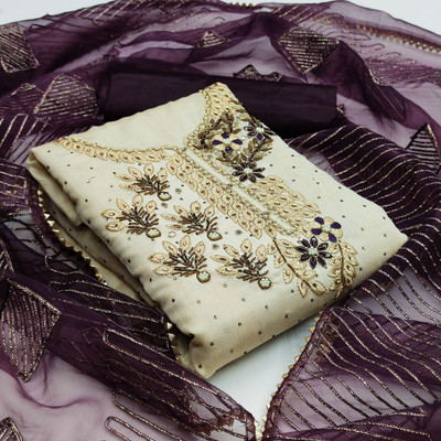 Aadvika Chanderi Self Design Salwar Suit Material