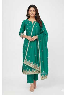 rang rani textiles Chanderi Embroidered Salwar Suit Material