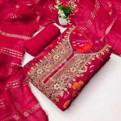 AP FAB Chanderi Embroidered Salwar Suit Material