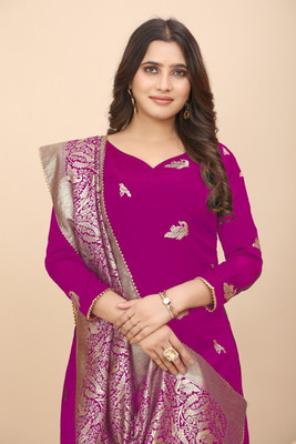 SAUMYA CREATIONS Art Silk Self Design Kurta & Palazzo Material