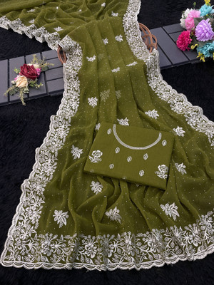 Mikhu Shop Silk Blend Embroidered Blouse Material