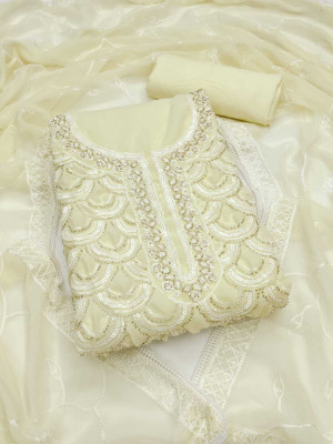 OM international Georgette Self Design Salwar Suit Material