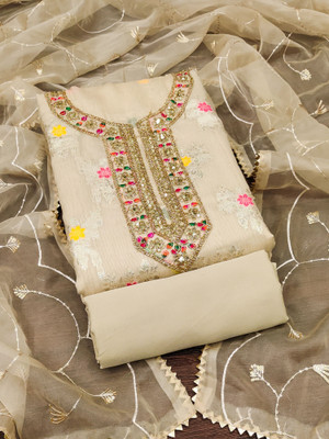 MUMAL Jacquard Embellished Salwar Suit Material