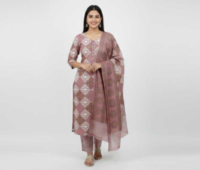 Chingaari Cotton Blend Floral Print Kurta Fabric