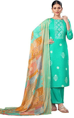 DRAVINAM Trends Pure Cotton Embroidered Salwar Suit Material